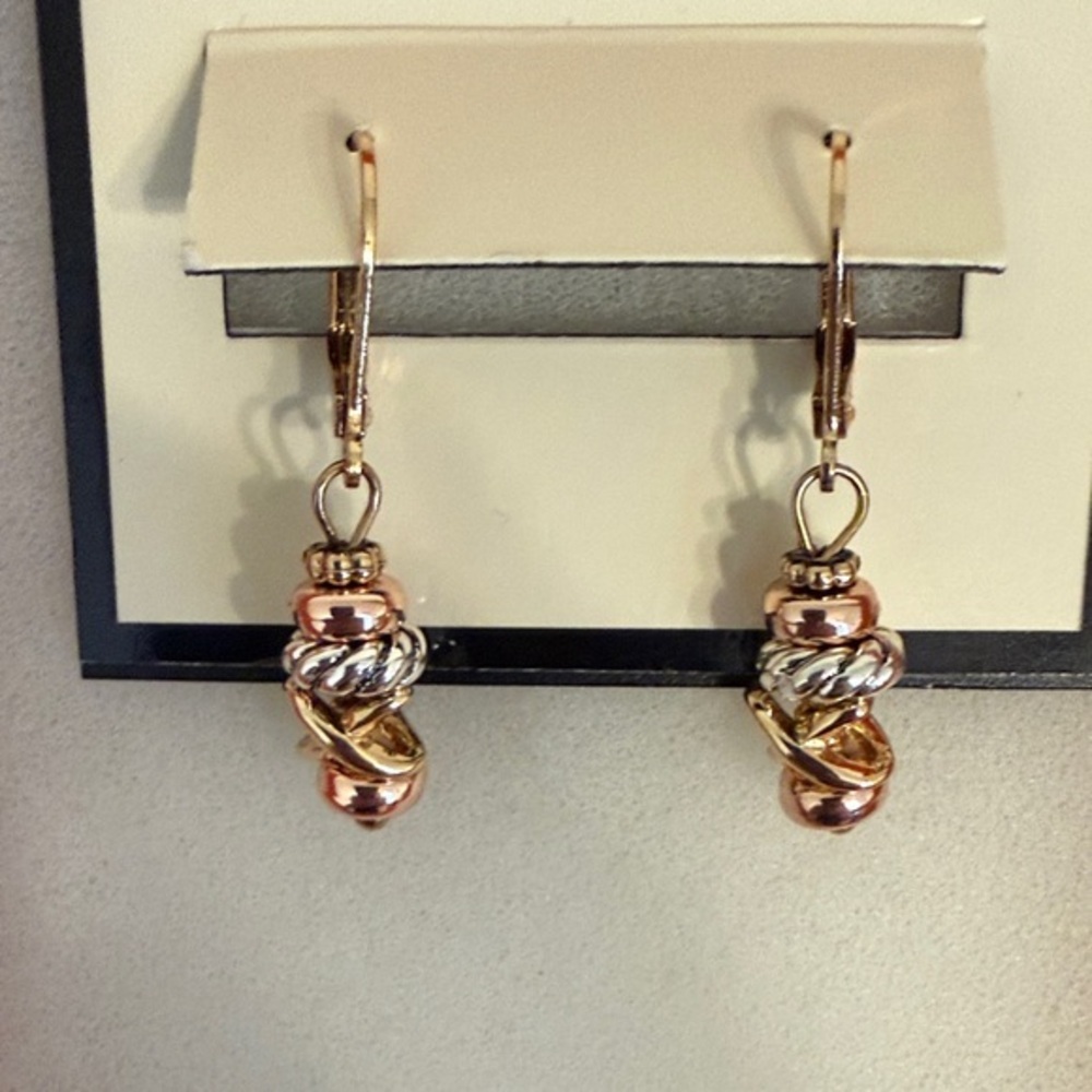 Napier 3 Tones Gold and Silver Tone Earrings
